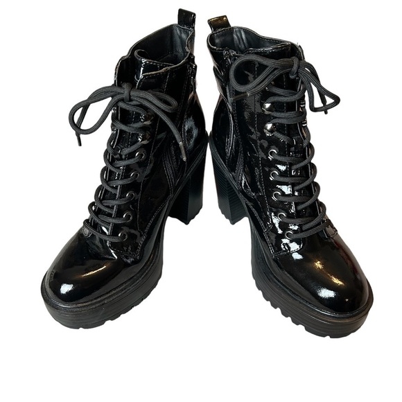 GBG Los Angeles Sammie Black Lace Up High Heeled Platform Boot Sz.8 - Picture 11 of 12